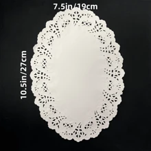 100PCS White Disposable Lace Paper Doilies For Tables, Assorted Size  Modern Decorative Paper Placemats Bulk Add Elegance To Crafts, Coffee, Cake, Dessert-Round Oval - White - View 18