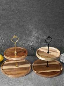 1 件乡村农舍风格木制水果和蛋糕展示架，2 层食物托盘，厨房，圣诞礼物 - 彩色 - 查看 2