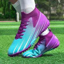 1 双男女通用钉鞋训练鞋，适合户外人造草坪、硬质室内训练场，专业足球/足球草皮鞋，系带，防滑橡胶鞋底 - 紫月 - 查看 7