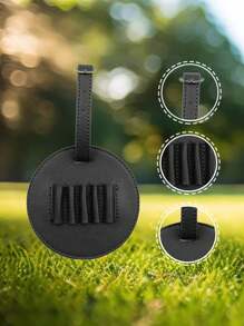 1pc Customized Engraved Leather Golf Bag Tag | Personalized 5-Hole Golf Ball Display Stand | Gift For Golf Enthusiasts | Available In Black And Brown | Groomsman Gift, Gift For Dad/Mom | Diameter: 9.5*9.5cm | Birthday, Christmas, Retirement Gift | Handmade Golf Accessory - 9.5*9.5cm - View 6