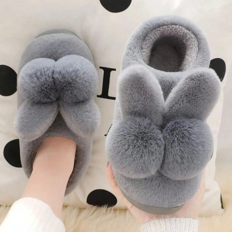 Plush Slippers For Women, Thick Sole Warm Winter Bootie Slippers With Heel For Students Dorm, Couple Style, Cute Unisex House Slippers
