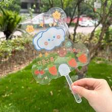 Mini Fan Handle Fan Handle, DIY Transparent Plastic Handle Graffiti Advertising Fan Handle Accessory, Handcrafted Creative Painting Plastic Advertising Fan HandleCreative Gift For Back To School, Birthday - Multicolor - View 6