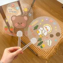 Mini Fan Handle Fan Handle, DIY Transparent Plastic Handle Graffiti Advertising Fan Handle Accessory, Handcrafted Creative Painting Plastic Advertising Fan HandleCreative Gift For Back To School, Birthday - Multicolor - View 2
