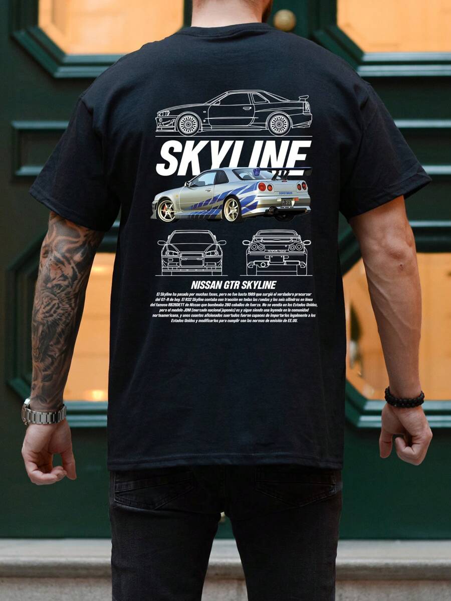 Streetwear T-Shirt Car Skyline Unisex Premium Shirt - màu đen - Xem 1