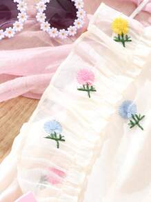 年轻女孩夏季新款刺绣网眼无袖连衣裙