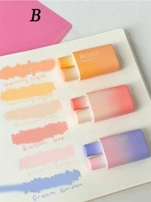 1box 3pcs Colorful Highlighter Pens, Fluorescent Marker Pens For Students Back To School - Multicolor - View 7