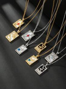 1pc Retro Rectangular Tarot Card Pendant Necklace For Women - Multicolor - View 5