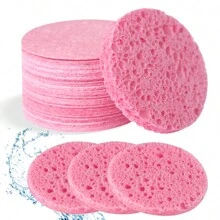 20pcs -Riendly Compressed Facial Sponge Kit - Natural Exfoliating Pads For Sensitive Skin - Reusable Makeup Remover & Gentle Facial Cleanser - Pink - View 2