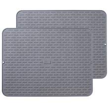2pcs Extra Large 24 X 18 Silicone Dish Drying Mat - Flexible, Heat Resistant, Non-Slip, Easy Clean, Dish Draining, Sink, Counter Top, Glassware - Light Grey - View 1