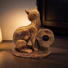 1 件树脂小猫雕像数字时钟，适用于客厅、卧室、家庭、厨房、办公室装饰 - 金色 - 查看 4