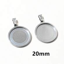 2 chiếc mặt dây chuyền bằng thép không gỉ đế trống phù hợp với Cabochon 20-40mm Khay viền Phụ kiện trang sức DIY - màu thép - Xem 8