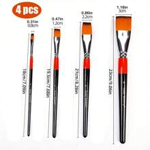 4/8pcs/Set Assorted Size Flat & Round Black And Red Handle Brush Set For Painting Watercolor, Acrylic Etc. Back To School - Multicolor - View 16