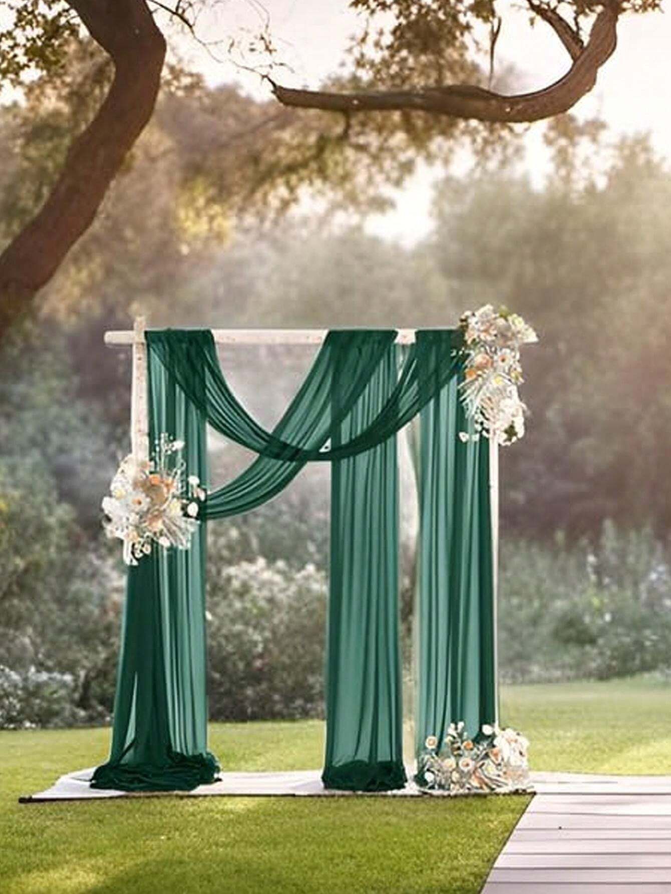 1pc 70*600cm Emerald Green/Grass Green Chiffon Outdoor Window Curtain