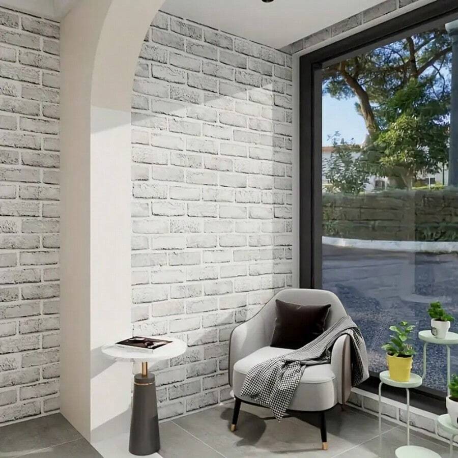 1 Roll White Cohoo Home Brick Wallpaper Peel And Stick Wallpaper Brick