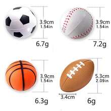 6 件套迷你 Squishies 玩具组合 - 篮球、足球、橄榄球、棒球、减压挤压玩具、派对小礼品、全年使用 - 棒球 - 查看 2