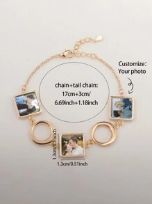 定制 1 件多照片手链（可定制 3 张照片），简约时尚风格，适合男士和女士，非常适合派对、日常佩戴、节日以及作为贴心礼物