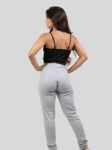 Women's Ribana Jogger Pants Fashion Winter Sweatshirt - Xám - Xem 3