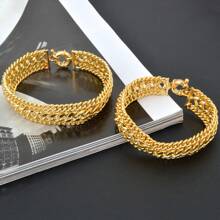 1 pièce Bracelet large classique avec motif géométrique croisé, polyvalent pour un port quotidien, cadeau de vacances
