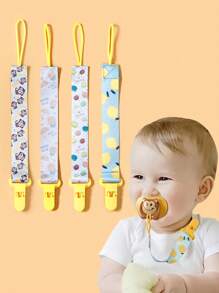 3pcs/Set 2-Sided Floral Pacifier Clips, Baby Teething Toy Holder Leash, Random Pattern - Blue - View 3