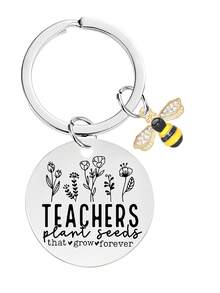 1 件 2024 新款蜜蜂心不锈钢钥匙扣，毕业、教师节、父母、同学的理想礼物 - 銀色 - 查看 8