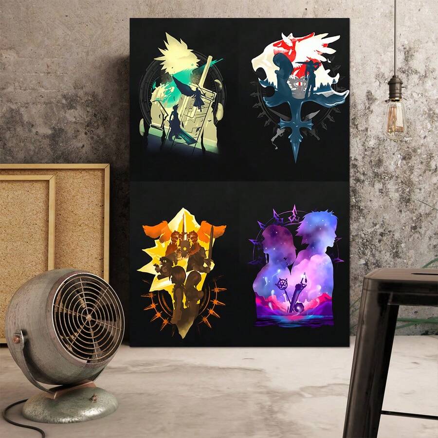 1 Bộ Anime Poster, Vải Bố, Nghệ Thuật Treo Tường In, Người Bạn Quà Tặng, Trang Trí Nhà Cửa, Trang Trí Phòng Ngủ, Không Khung - Nhiều màu - Xem 1