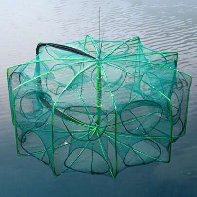 1Pc 6/8/10 Holes Fishing Net High Quality Foldable Green Hexagon Octagon Net 40~82cm Nylon Casting Nets