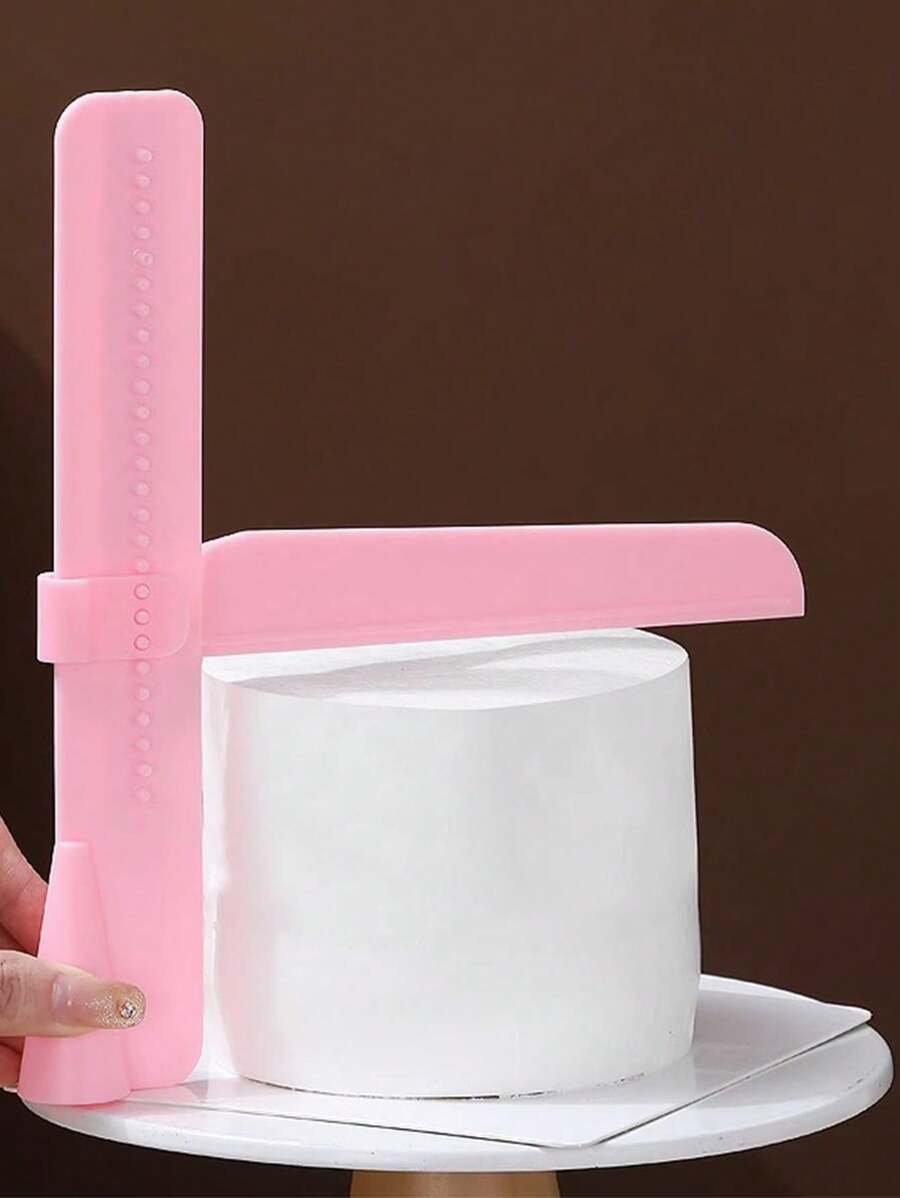 1入組蛋糕轉盤，配有可調節高度抹刀，用於調平和塗抹奶油和軟糖 - 粉色 - 查看 1