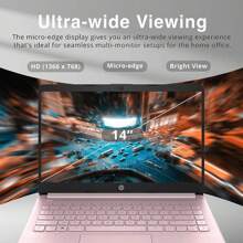 HP Stream 14" HD BrightView Laptop, Intel Celeron N4120, Up To 16GB RAM, 64GB EMMC, Intel UHD Graphics, 720p Webcam, 1 Year Office 365, Win 11 S, 32GB Hotface USB Card - 粉色 - 查看 3