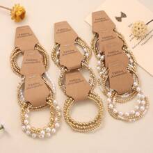 3pcs/Set Faux Pearl Beaded Bracelet (Copper Beads And Faux Pearl Material Not Easy To Oxidize. Please Avoid Water When Wearing For Long Periods) - Multicolor - View 4
