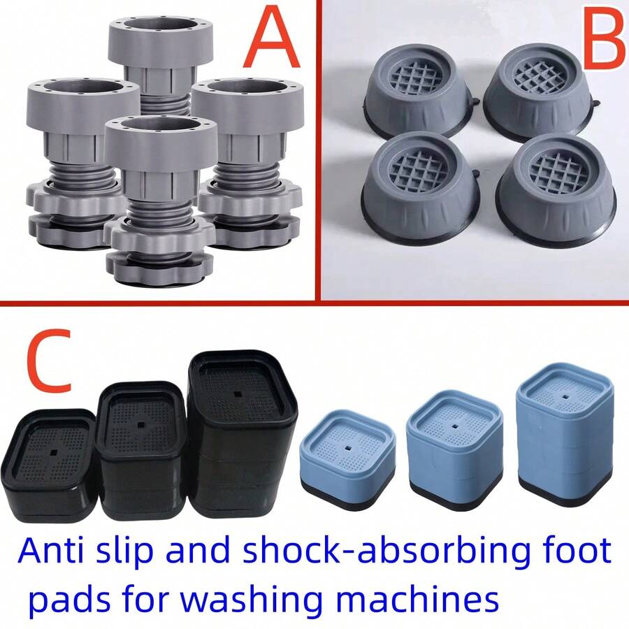 4pcs/Set Quiet And Stable Laundry Room With Anti-Vibration Pads For Washing Machine And Dryer - Protects Floors And Reduces Noise - Multicolor - View 1