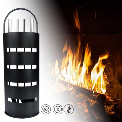 LILIIN 4-Piece / 5-Piece Fireplace Tools Stainless Steel Cast Iron Fireplace Cleaning Set Silver / Black Fireplace Set With Stainless Steel Handles For Fireplaces & Stoves Fireplace Accessories Including Poker Ash Shovel Fireplace Brush Stand Tongs