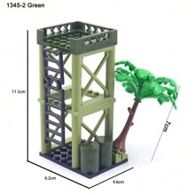 二战砖块基地守卫塔男孩儿童战斗游戏玩具枪武器配件套装车辆迷你卡车玩具积木建筑收藏展示冬季礼物彩色积木 - 顏色如圖 - 查看 22