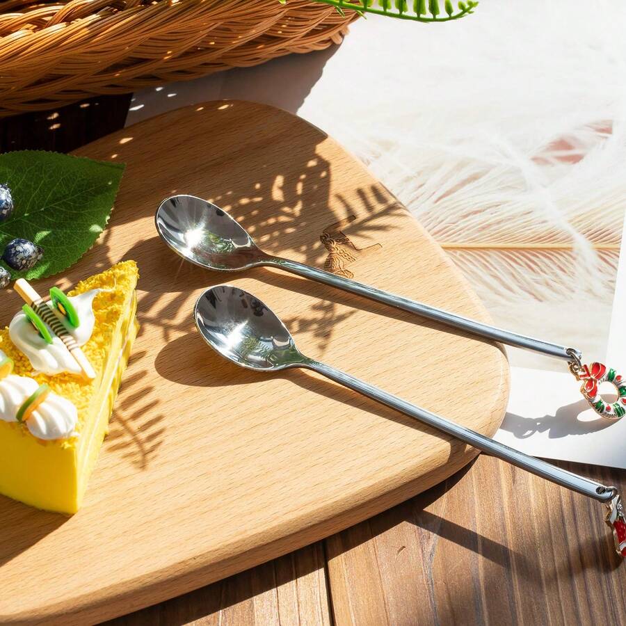 6 Pcs Christmas Gift Spoon, Dessert Spoons, Stainless Steel Stirring