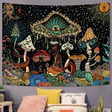 Hippie Tapestry Mushroom Tapestry For Bedroom Aesthetic Witchy Tapestries Wall Hanging Hippie Room Mushroom Decor - Black - View 8