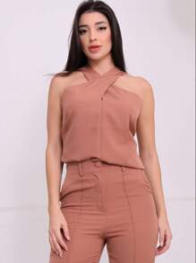 Summer Casual Two Piece Tailoring Set - 卡其色 - 查看 3