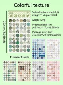 6 件卡通 0.63 英寸圆形标签贴纸彩色系列美术用品非常适合日记、剪贴簿、相册、手册、拼贴画、教室装饰 - 彩色 - 查看 18