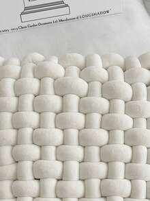 1 件纯色手工编织靠垫、家居装饰、汽车配件、派对地垫、沙发枕头 - 本白 - 查看 5