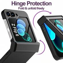 1Pc Glitter Phone Case With Hinge Protection Shockproof Rugged Sparkle Bling Cute Protective Cover Compatibility With Samsung Galaxy Z Flip 6 2024 - Black - View 3