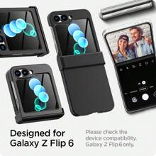 1Pc Glitter Phone Case With Hinge Protection Shockproof Rugged Sparkle Bling Cute Protective Cover Compatibility With Samsung Galaxy Z Flip 6 2024 - Black - View 8