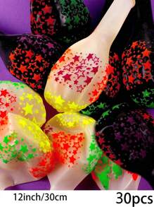 Neon Glow Balloons Neon Stars/Dot Balloons Glow In Blacklight Black Light Fluorescent Neon Latex Balloons For Birthday Wedding Glow Party Supplies,Christmas