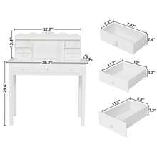 Writing Desk With 7 Drawers, Small Study Table, White Desk - 白色 - 查看 3