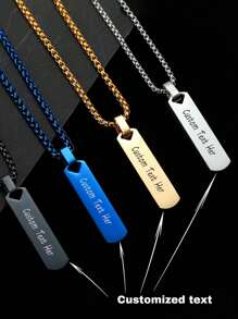 1pc Customized Engraved Name Titanium Steel Necklace For Men, Punk & Hip Hop Stainless Steel Necklace With Personalized Text, Silver, Stylish, Colorful, Vintage, Simple, Unisex, Casual, Cuties, Custom, Personalized, Unique, Ideal Gifts For Him, Ideal Gifts For Her, Her, Boyfriend, Girlfriend, Dad, Mom, Family, Friends, For Anniversaries, For Birthdays, For Graduation, For Prom, For Party, Prom Season - Silver - View 4