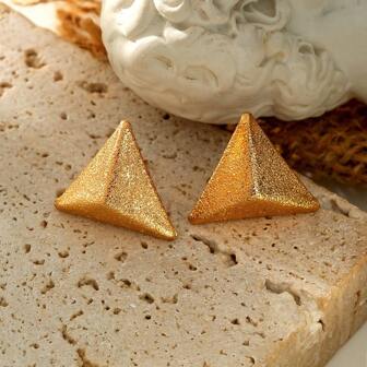 1 件时尚百搭三角形金色耳环，适合女士、日常佩戴/礼物