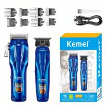 Kemei Recortadora de pelo eléctrica KEMEI Km-2217 con pantalla LED y puerto USB, set de 2 piezas