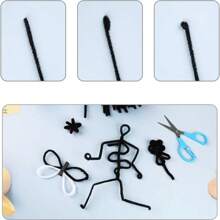 100/200/300 unidades Limpiapipas negros, 6 mm x 30 cm, tallos de chenilla, decoraciones DIY creativas, limpiapipas para manualidades, suministros de manualidades con palitos borrosos, decoración de artes y vacaciones