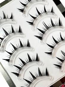 NEW 5Pairs Manga Eye Transparent Stem A- Shaped Pointed Little Devil Eyelashes Naturally Curled Cosplay False Eyelashes Extension Manga Eye Makeup Simulation Lashes Strip Lashes,Lashes,Eyelashes,Fake Lashes