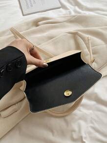 全新时尚复古迷你方形包小号独特设计纹理斜挎单肩手提包女士 - 米色 - 查看 7