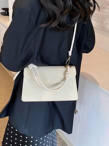 全新时尚复古迷你方形包小号独特设计纹理斜挎单肩手提包女士 - 米色 - 查看 6