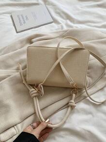 全新时尚复古迷你方形包小号独特设计纹理斜挎单肩手提包女士 - 米色 - 查看 9