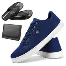 Men's Sport Thin Shoes Lightweight And Comfortable Tennis Shoes + Resistant Slippers And Sophisticated Wallet - Màu xanh lam - Xem 1